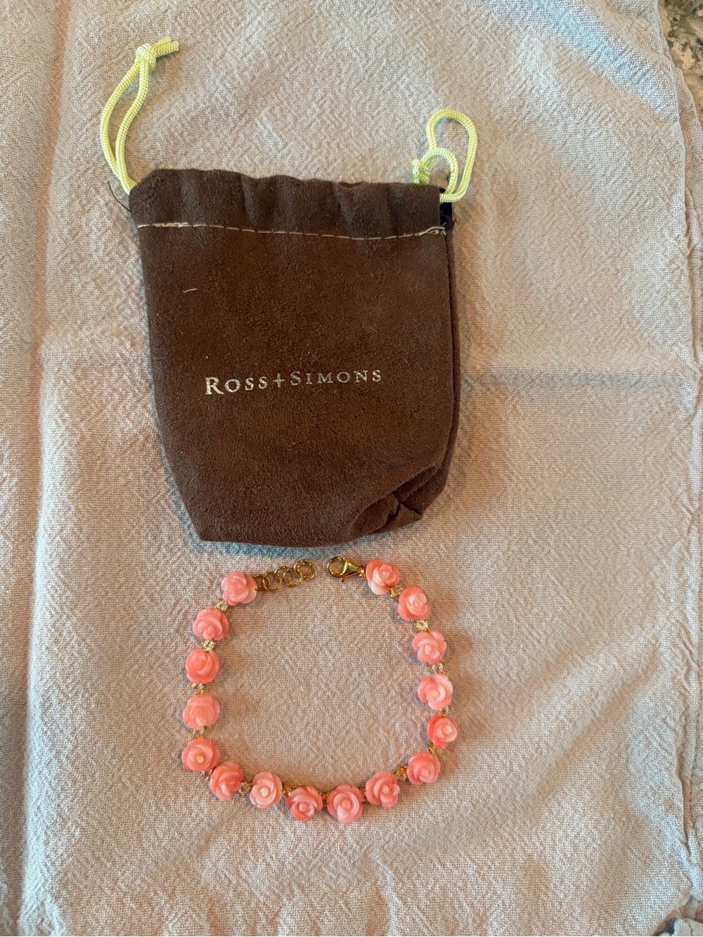 Ross-Simons Coral Pink Rose Link Bracelet